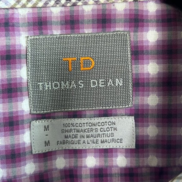Thomas Dean Men's Purple Op Art Button Front Shirt Flip Cuff Size Medium - Picture 4 of 8